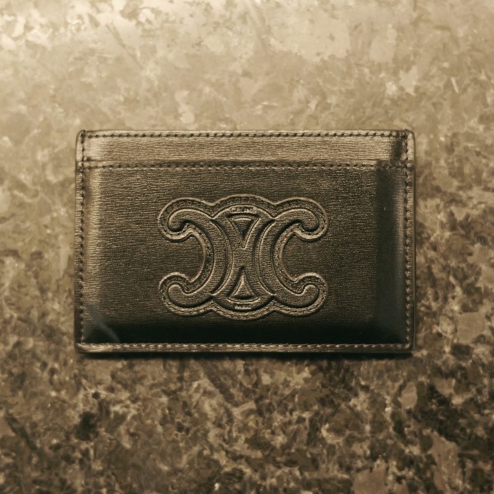 CELINE CARD HOLDER CUIR TRIOMPHE IN SHINY CALFSKIN